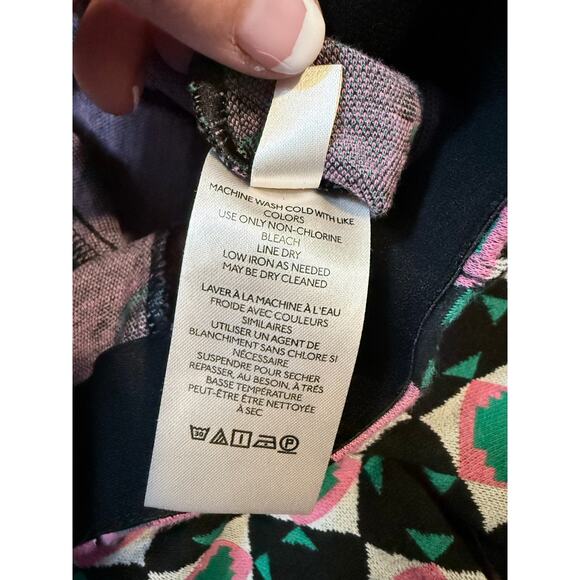 Maeve ANTHROPOLOGIE The Margot Kick Flare Crop Pants S Green Pink Geometric - Picture 7 of 9